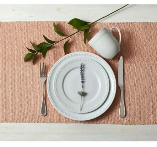 Our Table 16 Piece Sawyer Beaded Place Setting Set Bone China Serving for 4 (White)