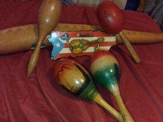 🪇 maracas two pairs one from Mexico and one pair from Puerto Rico  and a Guido instrument