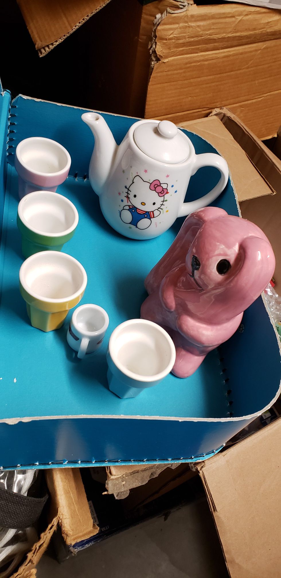 Hello kitty cute tea cup set with animal box