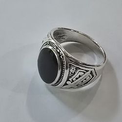 TITANIUM QUALITY FOREVER SILVER BLACK ONYX SHOWSTOPPER NEW SIZE 10 RING