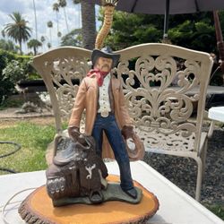 Hand Painted Cowboy Lamp 