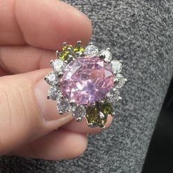 Genuine PINK SAPPHIRE,PERIDOT,TOPAZ RING STAMPED