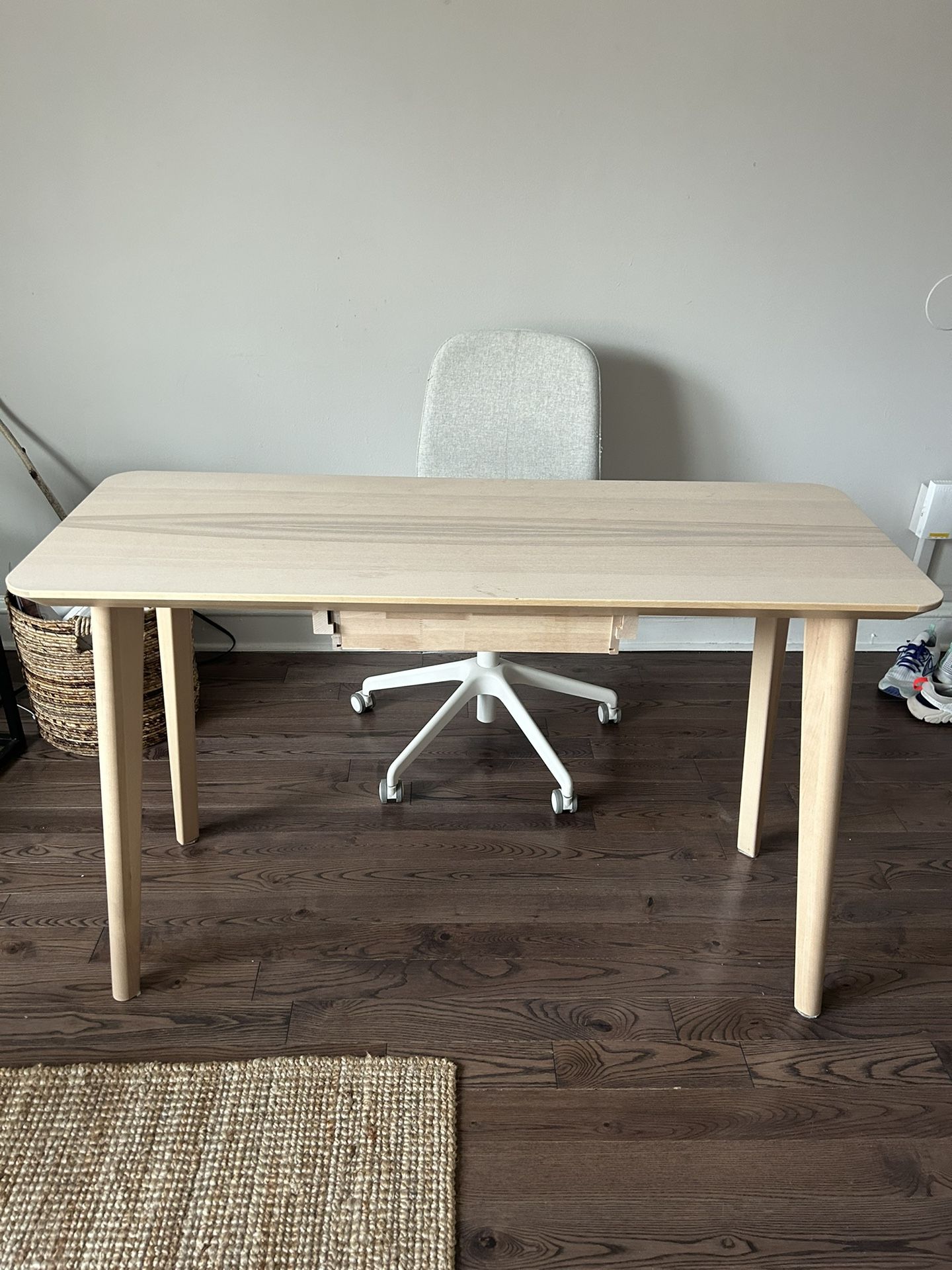 Ikea Wood Desk And Desk Chair 