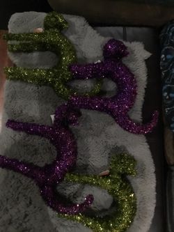 4 Large Tinsel Halloween Cats With Arched Backs