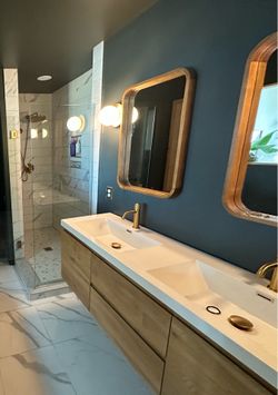 60" Floating Double Sink Bathroom Vanity - Wall Mount, Wood Cabinet