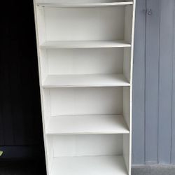 Like new Traditional white wood 5- layer shelf bookcase .: 12 deep x 30W x 72H.