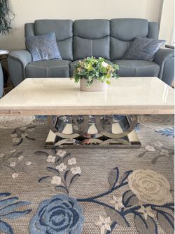 Chrome and beige coffee table