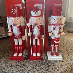 New In Box Peppermint Stripe Nutcrackers