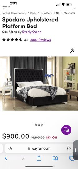 Black Velvet Queen Bed