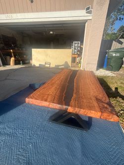 Custom coffee table size-Live-Edge Eucalyptus River Table – Handcrafted