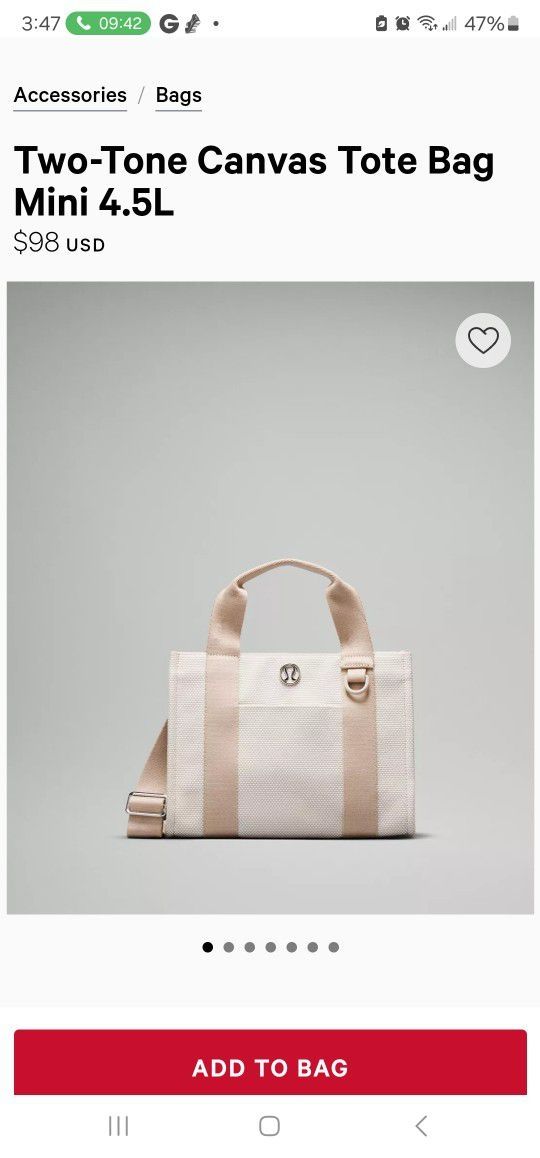 Lululemon Mini Tote New  $135