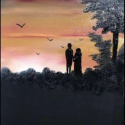 Nice Original Signed Oil Painting On Canvas 16x20 Lovers In Paradise Local Delaware Artist. Valentine’s Day 