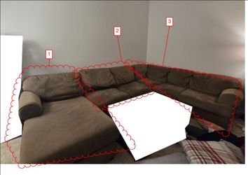 Negotiable price! Large Brown Microfiber 3-Piece Sectional Couch with Chaise
