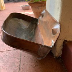 Vintage Large Metal Planter Copper Patina