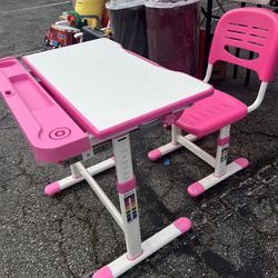 Kids Desk and Chair Set, Pink (used)