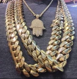 20MM Cuban Link Set 14K Gold Plated Doesn't Loses Color