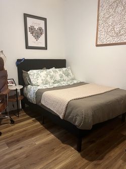 Full size bed frame velvet black frame only