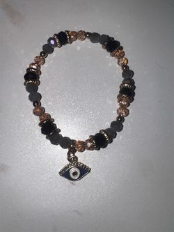 Evil Eye Charm Beaded Stretch Bracelet