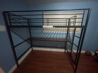 Metal Loft Bed Frame with Desk