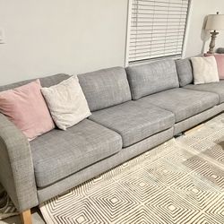 Grey Sofa Sectional Couch (measurements in pictures)