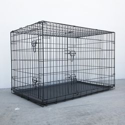 New In Box $75 XL 48-Inch Dog Crate Kennel Pet Cage With Plastic Tray, Size 48x29x32 Inches