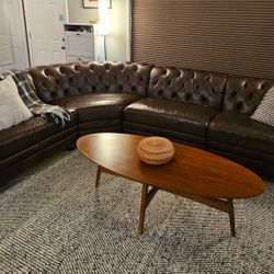 Brown Leather Sectional Couch 