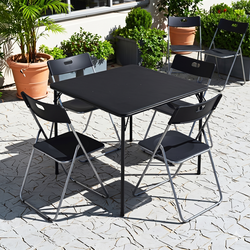 Homy Casa Fern 5PC Folding Dining Game Set 33.9” Square Table with 4 Mimosa Scandinavian Style Black Folding Chairs