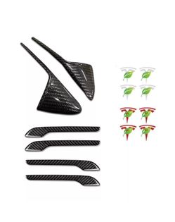 CoolKo Door Handless & Side Camera Turn Signal Covers With T Logo Stickers - Compatible With Model 3 & Y