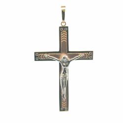 Men’s 14k Tricolor Rose White Yellow Gold 2.25” Inch Crucifix Cross Pendant for Necklace GP3135419