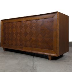 Vintage Mid Century Modern Walnut/Mahogany 10 Drawers Dresser, c1960s - Refinished