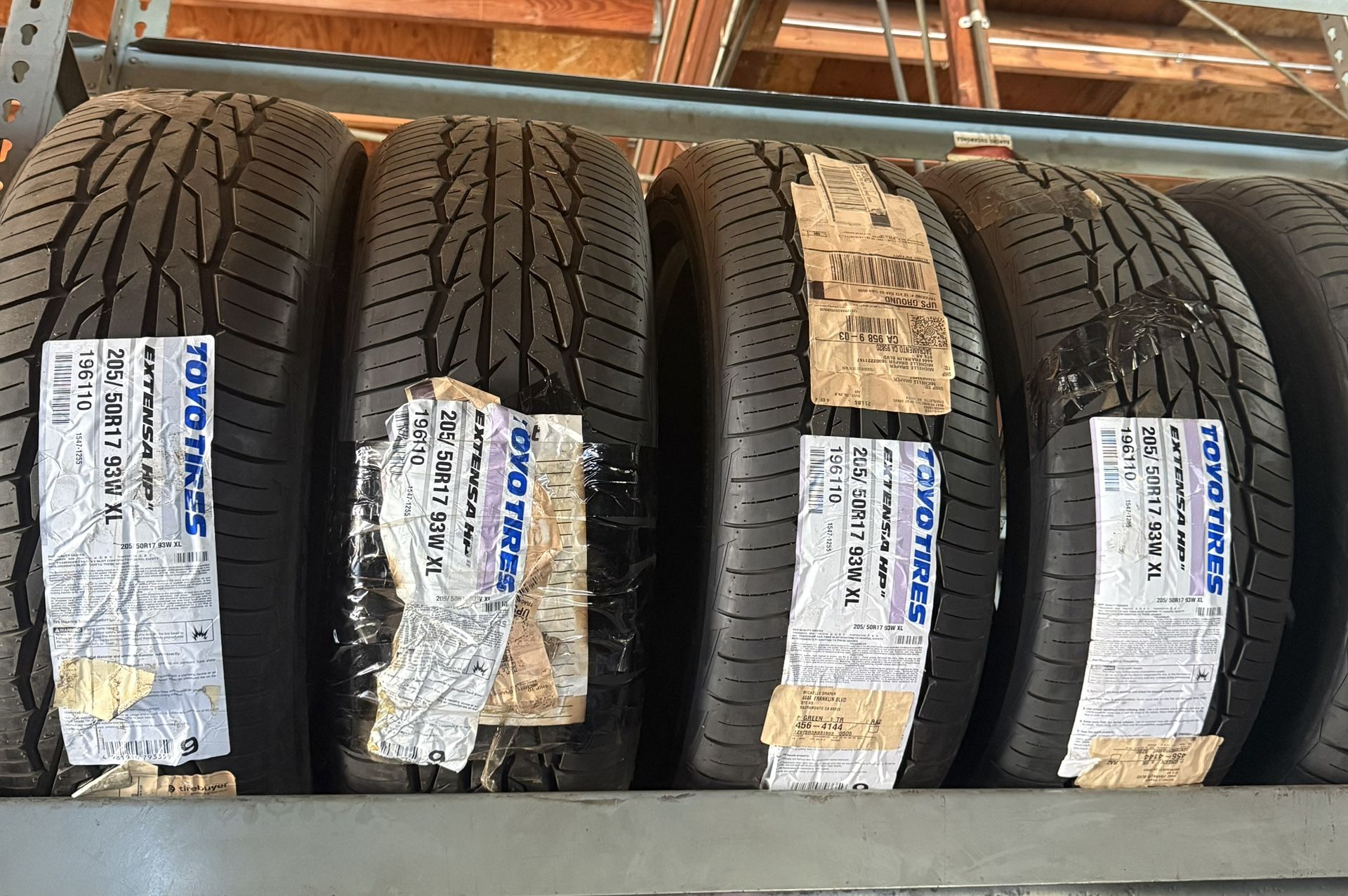 Set of new tires 205-50-17 Toyo Extensa HP ll on sales. Original price $575. Sales price $390