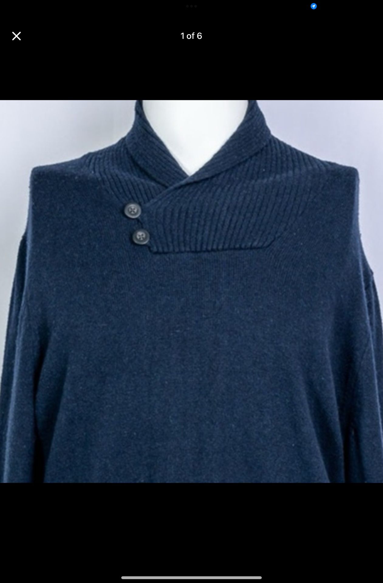 Men's Banana Republic Blue Shawl Collar Professor Ribbed Pullover sz L