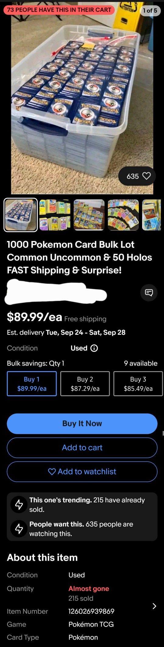 Pokemon TCG Card Lot Bulk - 1,000 Commons, Uncommons, Trainers (Near Mint  Condition) Bulk Pokemon Cards
