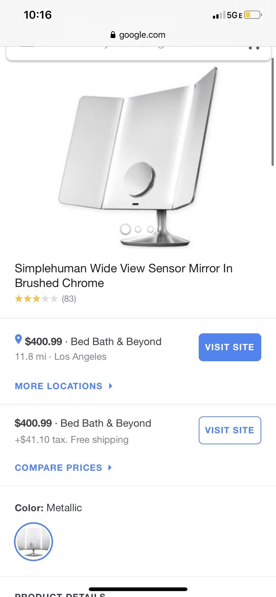 SimpleHuman Wide View Sensor Mirror