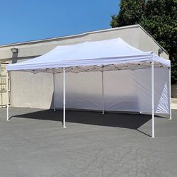 (Brand New) $205 Heavy-Duty Canopy 10x20 ft with (2 Sidewalls), EZ Popup Shade Outdoor Gazebo, Carry Bag