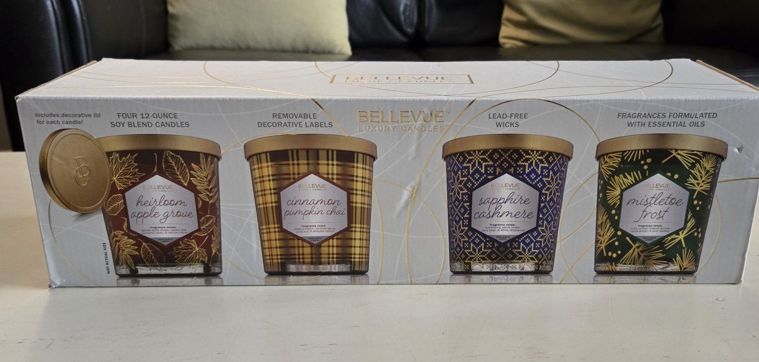New Bellevue Luxury Candles 4ea