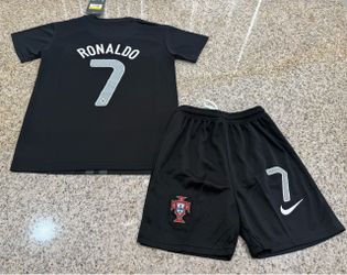 Nike Portugal Ronaldo CR7 black throwback jersey for kids