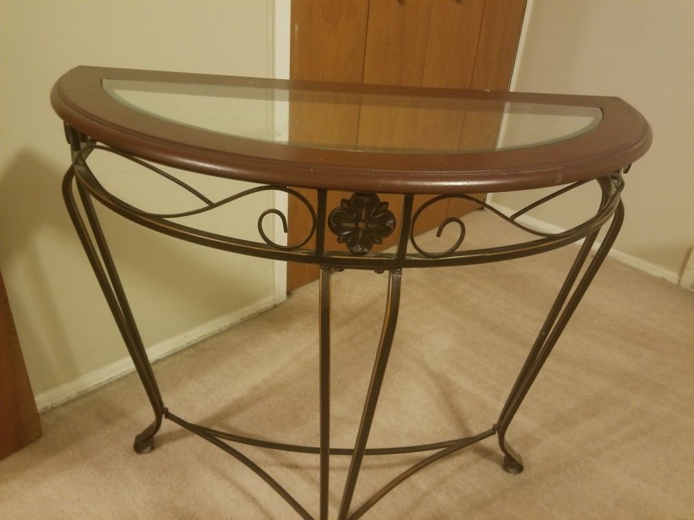 Antique Entry Mirror And Glass stand