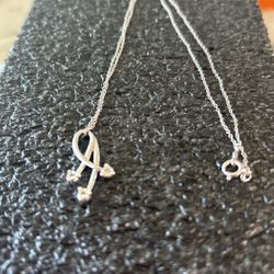 Sterling Silver Tri-Diamond Slide Pendant/Necklace