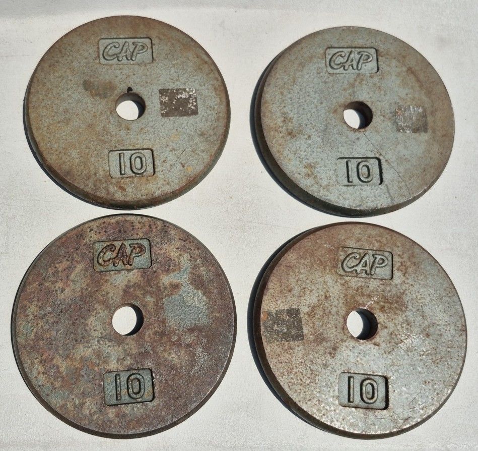 WEIGHTS, 40 POUNDS, (4 @ 10 lbs), WEIGHT PLATES, STILL WEIGHS 40 LBS