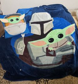 Twin size blanket with throw pillow