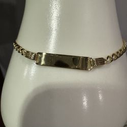 NEW SOLID 18k gold curb link blank ID Bracelet 7.5" Long 