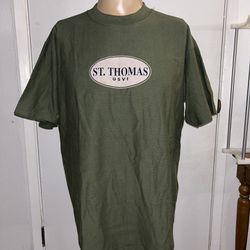 Vintage ONEITA Shrunk St. Thomas USVI T-Shirt Green Adult Unisex Made USA Sz L