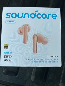 Soundcore Liberty 5 by Anker Noise-Cancelling Earbuds with Dolby Audio Stronger voice reduction, real-time adaptive ANC, fast charging, 6-mic AI clear