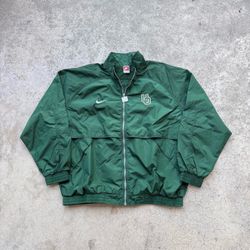 Vintage 90’s Nike University Of Oregon Ducks Embroidered Full Zip Windbreaker Jacket Green Sz 2XL