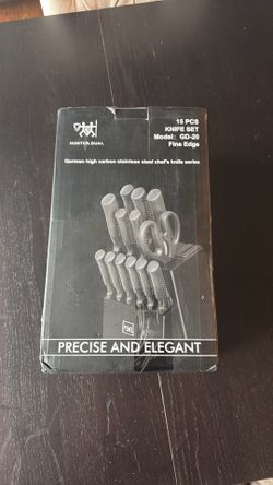 15 pc knife set  self sharpener hunter.dual