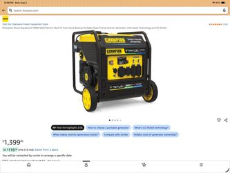 Champion 9000W Tri-Fuel Inverter Generator + 50A Cord + NG Hose + Grounding Kit