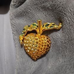 Vintage Kenneth Jay Lane Strawberry Jeweled Brooch Pin