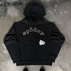 black spyder hoodie rhinestones 