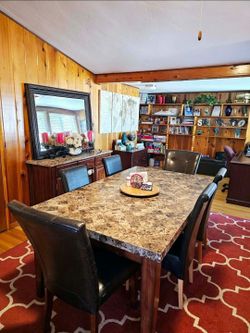 Dining Table, chairs, hutch and Mirror